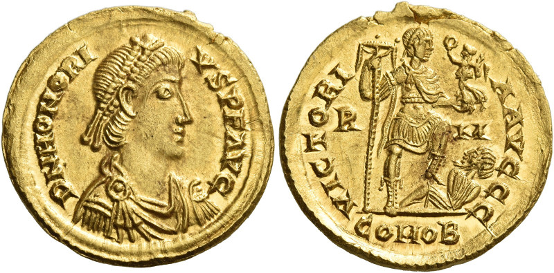 Honorius, 393 – 423
Solidus 404-407/408, AV 20 mm, 4.48 g. D N HONORI – VS P F ...