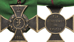 Orden deutscher Länder Anhalt-Gesamtstaat
Militärisches Ehrenzeichen, Friedrich-Kreuz für Kämpfer 1914 Verliehen 1914-1918. Bronze. 37,3 x 37,3 mm, 1...