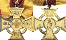Orden deutscher Länder Baden
Erinnerungskreuz für freiwillige Krankenpflege Verliehen 1914-1916. Kriegsmetall vergoldet, 39 x 39 mm,18,57 g OEK 301 N...