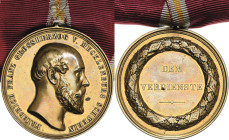 Orden deutscher Länder Mecklenburg-Schwerin
Bronzene Verdienstmedaille Verliehen 1872-1918 (Kullrich) Bronze. 41 mm, 31,45 g. Am neuen Band OEK 1306 ...