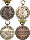 Orden deutscher Länder Sachsen
Friedrich-August-Medaille Verliehen 1905-1918. Silber und Bronze, 28 mm, 12,58 g und 12,34 g. Am Kämpferband und Etuis...