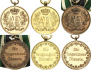 Orden deutscher Länder Sachsen
Dienstauszeichnung 3. Klasse für 9 Dienstjahre der Unteroffiziere und Soldaten Verliehen 1874-1913. Buntmetall, vergol...