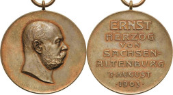 Orden deutscher Länder Sachsen-Altenburg
Verdienstmedaille Herzog Ernst I. Verliehen Bronze 29,5 mm, 14,94 g. Erinnerungsmedaille 50-jähriges Regieru...