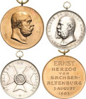 Orden deutscher Länder Sachsen-Altenburg
Verdienstmedaille Herzog Ernst I. Verliehen 1871-1891. Silber. 29,5 mm, 14,44 g. Erinnerungsmedaille 50-jähr...