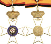Orden deutscher Länder Waldeck und Pyrmont
Verdienstorden mit Krone 1. Klasse Verliehen 1896-1918. am Halsband mit Schließe, Silber, vergoldet und me...