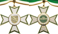 Orden von Bundesländern nach 1945 Sachsen
Verdienstorden am Halsband mit Schließe für Herren Gestiftet 1996. Kreuz beiderseitig mehrfarbig emailliert...