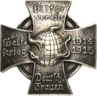 Organisationsabzeichen
Hilfsverein Deutscher Frauen Kriegskreuz 1914-1915. Weißmetall. 36,5 x 36,5 mm, 14,34 g. Mit Nadel Hüsken 9119 Vorzüglich