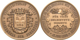 Feuerwehr
Speyer Bronzemedaille 1898 (unsigniert) Ehrenmünze der Speyerer Feuerwehr. Stadtwappen mit Mauerkrone / 3 Zeilen Schrift auf Rolle unter Fe...