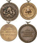 Feuerwehr
Thüringen Bronzemedaille o.J. 25-jährige Dienstzeit. 1. Modell. Bronze 37,47 mm, 29,36 g. Dazu 2. Modell Efler 208 a 2 Stück. Vorzüglich...