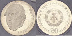Kurs- und Gedenkmünzen
 20 Mark 1978. Herder. Im verplombten Originaletui Jaeger 1570 Polierte Platte