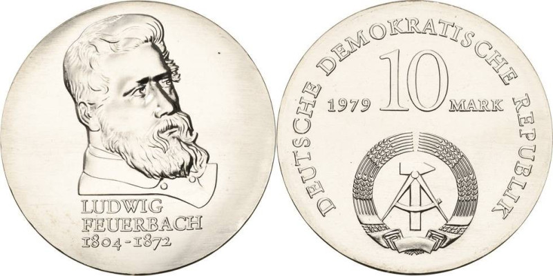 Kurs- und Gedenkmünzen
 10 Mark 1979. Feuerbach Jaeger 1574 Fast Stempelglanz