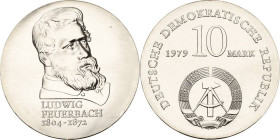 Kurs- und Gedenkmünzen
 10 Mark 1979. Feuerbach Jaeger 1574 Fast Stempelglanz