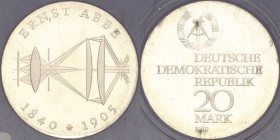 Kurs- und Gedenkmünzen
 20 Mark 1980. Abbe. Im verplombten Originaletui Jaeger 1575 Polierte Platte