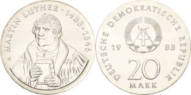 Kurs- und Gedenkmünzen
 20 Mark 1983. Luther Jaeger 1591 Stempelglanz