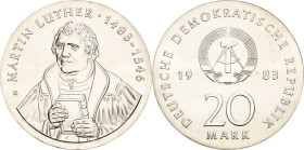 Kurs- und Gedenkmünzen
 20 Mark 1983. Luther Jaeger 1591 Fast Stempelglanz