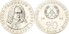 Kurs- und Gedenkmünzen
 20 Mark 1984. Händel Jaeger 1595 Stempelglanz/fast Stempelglanz