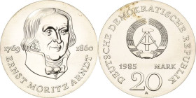 Kurs- und Gedenkmünzen
 20 Mark 1985. Arndt Jaeger 1605 Stempelglanz