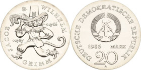 Kurs- und Gedenkmünzen
 20 Mark 1986. Grimm Jaeger 1607 Stempelglanz