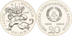 Kurs- und Gedenkmünzen
 20 Mark 1986. Grimm Jaeger 1607 Fast Stempelglanz
