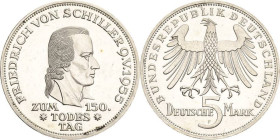 Kurs- und Gedenkmünzen
 5 DM 1955 F Schiller Jaeger 389 Leicht berieben, fast vorzüglich/vorzüglich