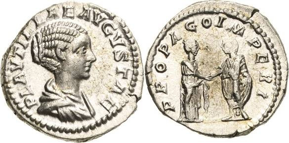 Kaiserzeit
Plautilla, Gemahlin des Caracalla 202-205 Denar 202/205, Rom Brustbi...