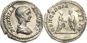 Kaiserzeit
Plautilla, Gemahlin des Caracalla 202-205 Denar 202/205, Rom Brustbild nach rechts, PLAVTILLA AVGVSTA / Plautilla und Caracalla stehen ein...