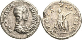 Kaiserzeit
Plautilla, Gemahlin des Caracalla 202-205 Denar 202/205, Rom Brustbild nach rechts, PLAVTILLA AVGVSTA / Venus mit Apfel, Palmenzweig und l...