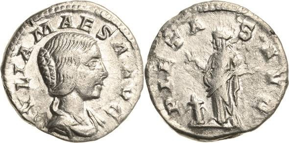 Kaiserzeit
Julia Maesa, Großmutter des Elagabalus +223 Denar 218/224, Rom Brust...