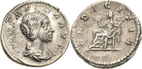 Kaiserzeit
Julia Maesa, Großmutter des Elagabalus +223 Denar nach 226, Rom Brustbild nach rechts, IVLIA MAESA AVG / Pudicitia sitzt nach links, PVDIC...