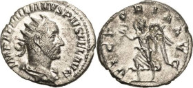 Kaiserzeit
Aemilianus 253 Antoninian 253, Rom Brustbild mit Strahlenkrone nach rechts, IMP AEMILIANVS PIVS FEL AVG / Victoria nach links, VICTORIA AV...