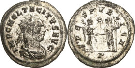 Kaiserzeit
Tacitus 275-276 Antoninian 275/276, Cyzicus Brustbild mit Strahlenkrone nach rechts, IMP C M CL TACITVS AVG / Spes und Tacitus, SPES PVBLI...