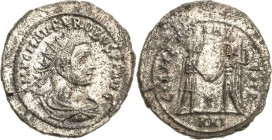 Kaiserzeit
Probus 276-282 Antoninian 276, Antiochia Brustbild mit Strahlenkrone nach rechts, IMP CM AVR PROBVS PF AVG / Probus und Jupiter einander g...