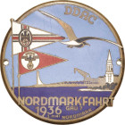 Auto- und Motorradmedaillen und -plaketten
 Einseitige bronzierte und teilemaillierte Eisenplakette 1936. Nordmarkfahrt DDAC Gau 7. Möwe über Küstenl...
