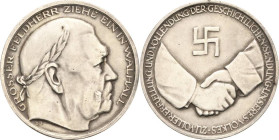 Drittes Reich
 Silbermedaille o.J. (1934) (B. Bleeker) Tod des Reichspräsidenten Paul von Hindenburg und sein Einzug in die Walhalla. Belorbeerter Ko...
