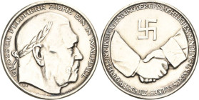 Drittes Reich
 Silbermedaille o.J. (1934) (B. Bleeker) Tod des Reichspräsidenten Paul von Hindenburg und sein Einzug in die Walhalla. Belorbeerter Ko...