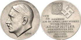 Drittes Reich
 Silbermedaille 1939 (F. Krischker) 50. Geburtstag von Adolf Hitler - gestiftet von der Stadt Braunau. Kopf nach links / Wappen von Bra...