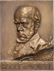 Personenmedaillen
Menzel, Adolf von 1815-1905 Einseitige Bronzeplakette o.J. (Mayer & Wilhelm) Serie berühmter Männer. Adolf Menzel. Brustbild halbli...
