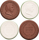 Personenmedaillen
Mozart, Wolfgang Amadeus 1756-1791 Braune und weiße Porzellanmedaillen 1941 (Meißen) 150. Todestag. Brustbild nach rechts / Schrift...