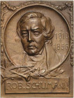 Personenmedaillen
Schuhmann, Robert 1810-1856 Einseitige Bronzeplakette o.J. (Mayer & Wilhelm) Serie berühmter Männer. Robert Schuhmann. Brustbild fa...