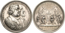 Reformation-Ereignisse und Jubiläen
 Silbermedaille 1730 (P.P. Werner/D.S. Dockler) 200 Jahrfeier der Übergabe der Augsburger Konfession. Brustbilder...
