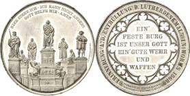 Reformation-Ereignisse und Jubiläen
 Weißmetallmedaille 1868 (C. Schnitzspahn) Einweihung des Lutherdenkmals in Worms. Denkmalgruppe / 6 Zeilen Schri...