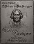 Reformation-Ereignisse und Jubiläen
 Einseitige Eisengussplakette 1933 (Wolf, Schwäbische Hüttenwerke Wasseralfingen) 450. Geburtstag. Brustbild vor ...