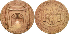 Schifffahrt
 Bronzemedaille 1933 (Philo van Riel) Einweihung des Schelde-Tunnel in Antwerpen. Zwei Genien reichen einander die Hände um Tunnelöffnung...