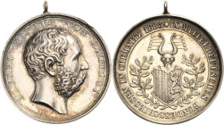 Schützenmedaillen
Chemnitz Silbermedaille 1885 (Wastian) IX. Mitteldeutsches Bundesschießen. Kopf des Königs Albert nach rechts / Behelmtes Stadtwapp...