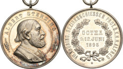 Schützenmedaillen
Gotha Silbermedaille 1895. 7. Thüringer Bezirksschießen. Brustbild von Albert Sterzing, dem Begründer des Deutschen Schützenbundes ...
