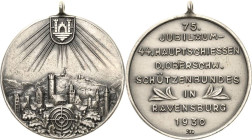 Schützenmedaillen
Ravensburg Silbermedaille 1930. 75. Jubiläums- und das 44. Hauptschießen des Oberschwäbischen Schützenbundes. Strahlendes Stadtwapp...