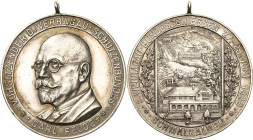 Schützenmedaillen
Schmalkalden Silbermedaille 1926. 3. Werragau-Bundesschießen. Brustbild von C. Felde halblinks / Die Schießstätte in Waldlandschaft...