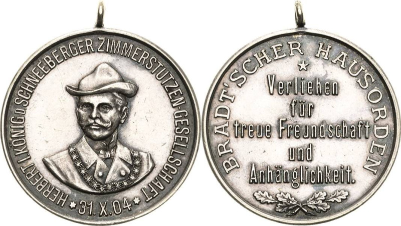 Schützenmedaillen
Schneeberg Silbermedaille 1904. Auf den König der Zimmerschüt...