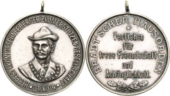 Schützenmedaillen
Schneeberg Silbermedaille 1904. Auf den König der Zimmerschützengesellschaft 1904, Herbert I. Brustbild von vorn / 5 Zeilen Schrift...