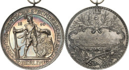 Schützenmedaillen - Bundesschießen
X. Deutsches Bundesschießen 1890 - Berlin Silbermedaille 1890 (Lauer) Prämienmedaille. Schütze in altdeutscher Tra...